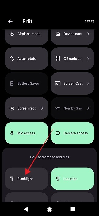 Adding "Flashlight" tile to Quick Settings on Android.