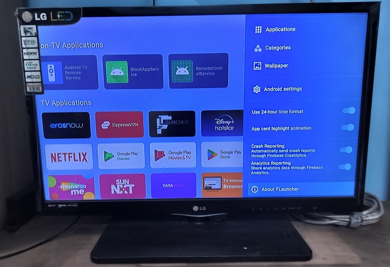 FLauncher, one of the Android TV launchers.
