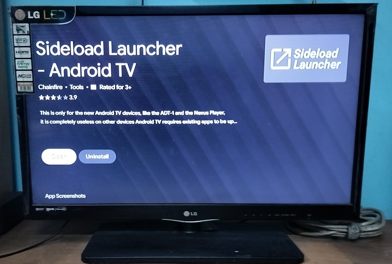 Sideloader Launcher installed on a television