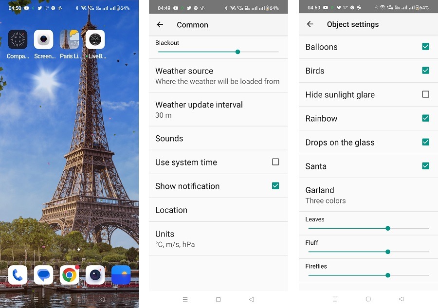 Paris Weather Live wallpaper with Eiffel Tower in background. 