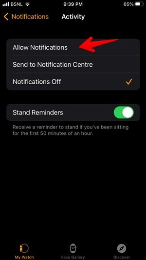 Apple Watch App Notifications Enable