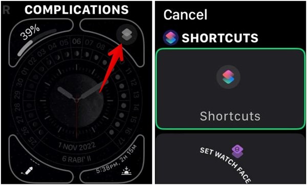 Apple Watch Face Add Shortcut