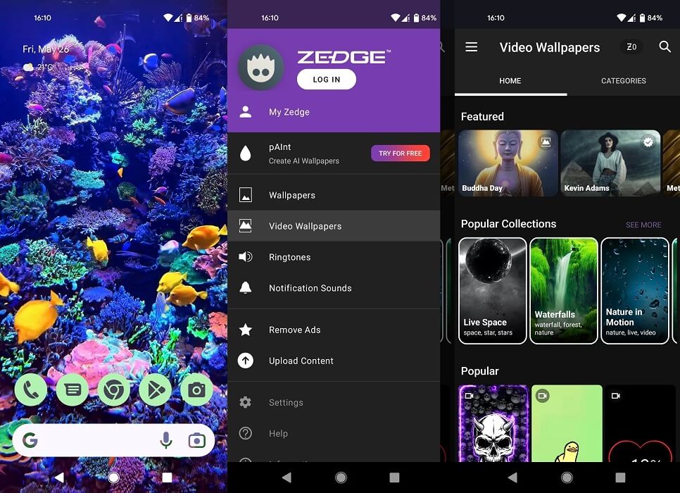 Zedge app overview.