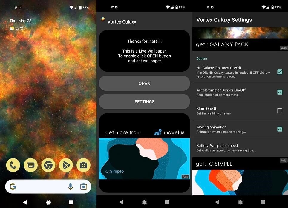 Vortex Galaxy app overview.