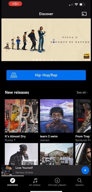 Qobuz's mobile app for streaming music.