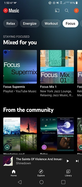 YouTube Music's Android app with custom mixes.