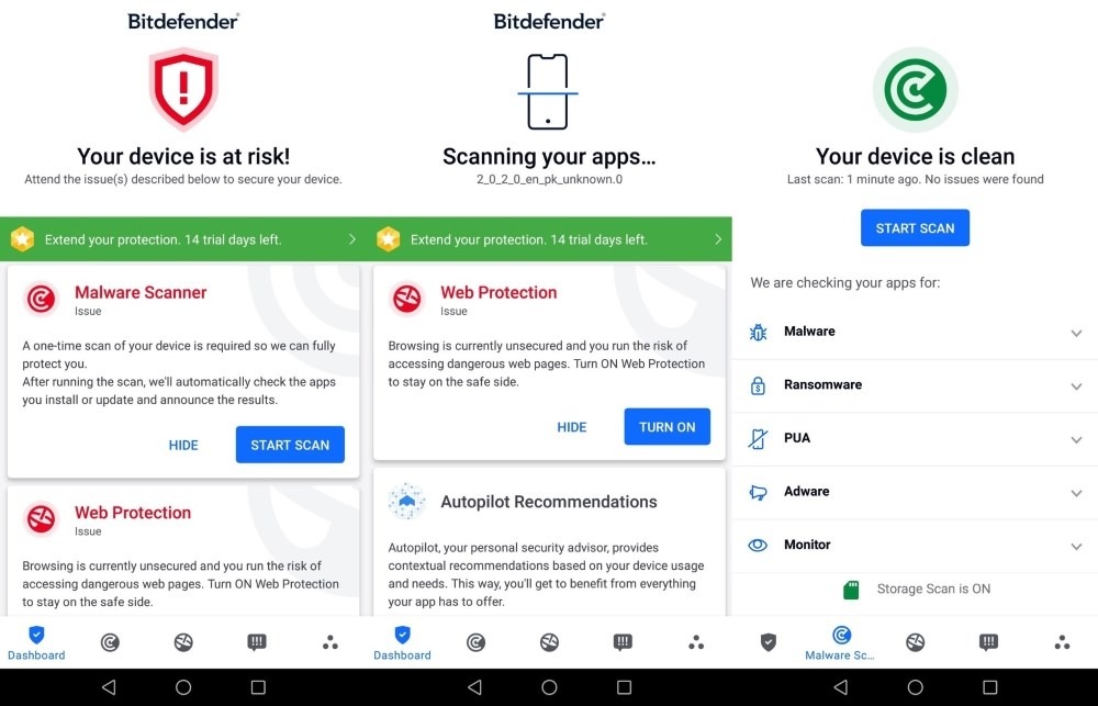 Bitdefender Mobile Security app interface overview.
