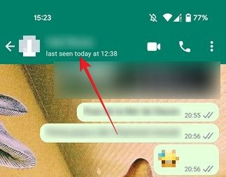 "Last seen" message visible in WhatsApp for Android.