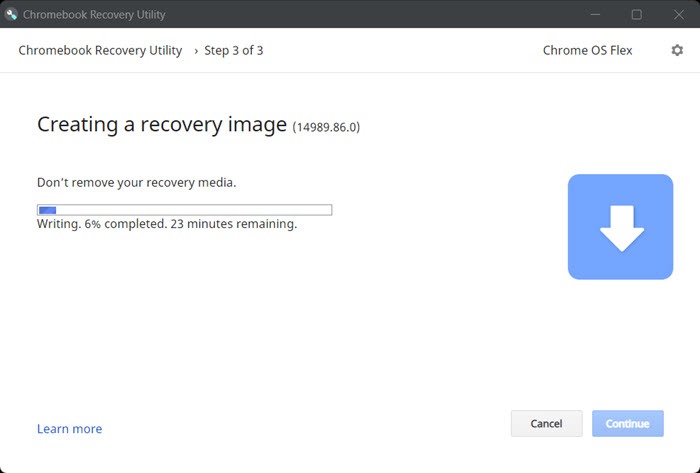 Chrome Recovery Utility Writing