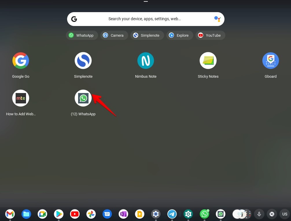 Chromebook Chrome Whatsapp Shortcut