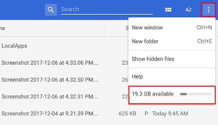 Chromebook Files App Storage