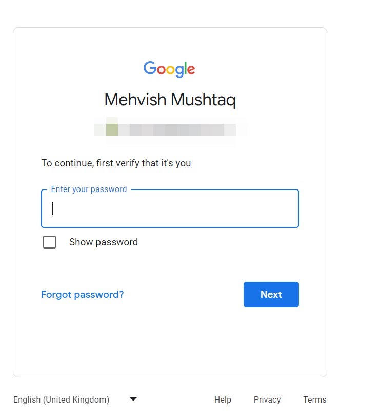 Chromebook Google Account Password Change