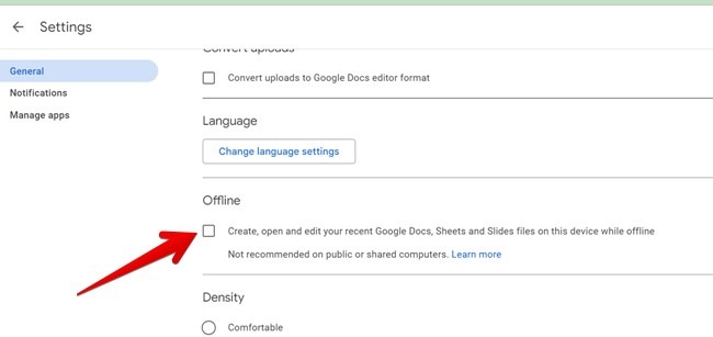 Uncheck "Create, open, edit your recent Google Docs" option on Chromebook. 