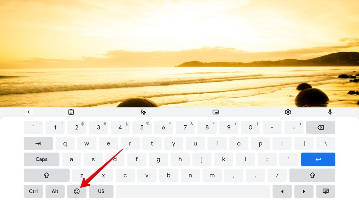 Emoji icon on on-screen keyboard.