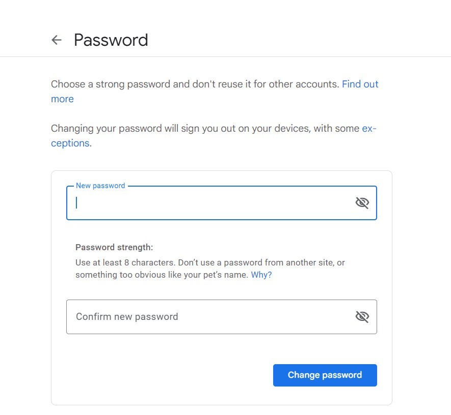 Chromebook Password Change