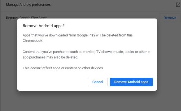 Chromebook Play Store Remove Confirm