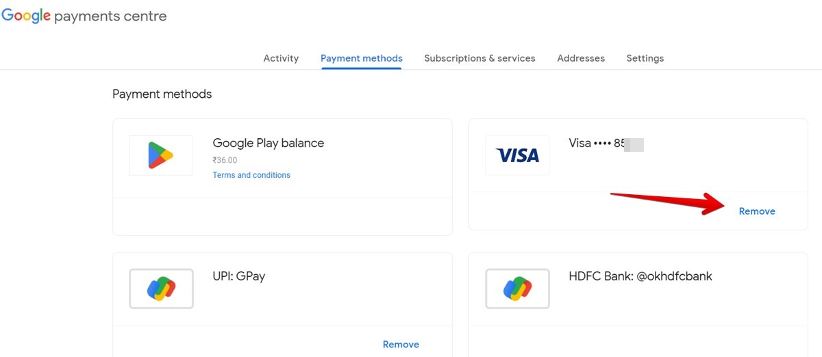 Chromebook Remove Payment Mode