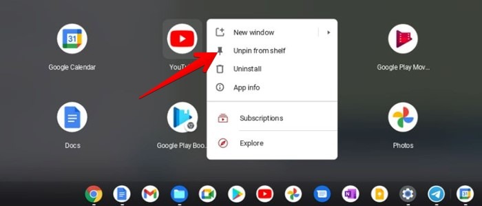 Chromebook Shelf Remove Apps Launcher