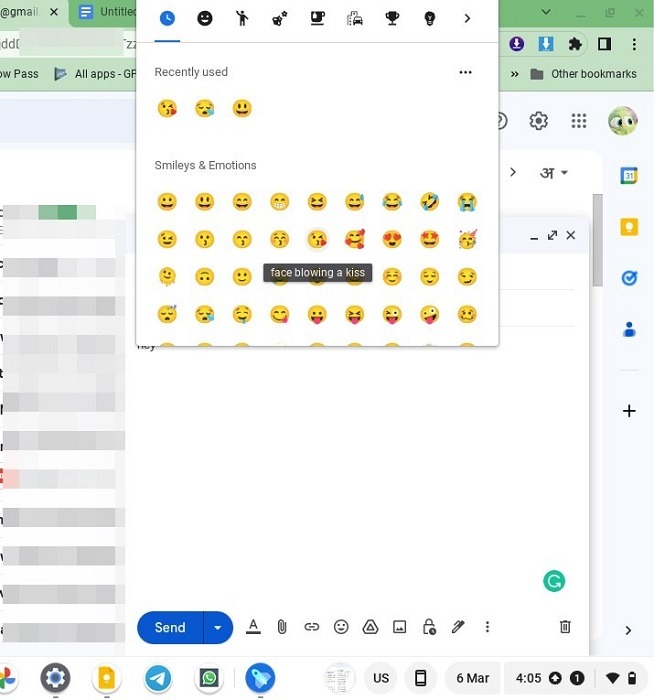 Emoji choice on Chromebook.