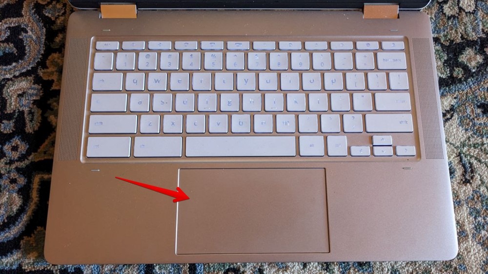 Chromebook keyboard and trackpad visible.
