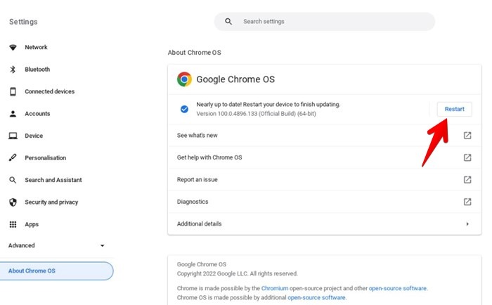 Chromebook Update Restart
