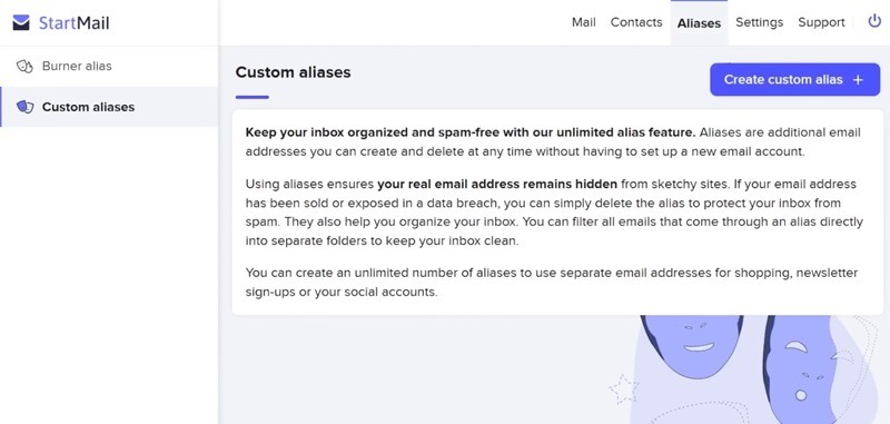 Creating custom aliases with StartMail.
