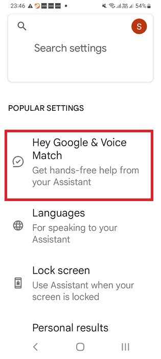 "Hey Google & Voice Match" on Google Assistant app on Android phone.