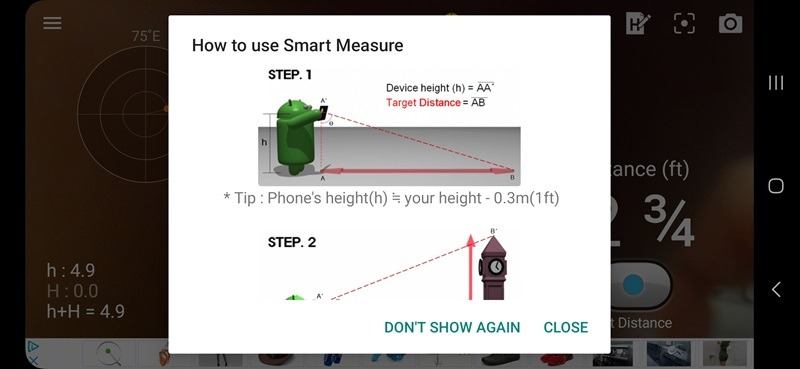 Setting up Smart Measure using the app's tutorial.