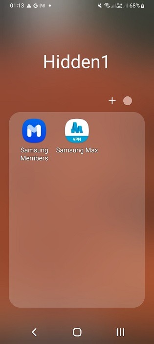 Renaming the app folder containing apps that are to be hidden away.