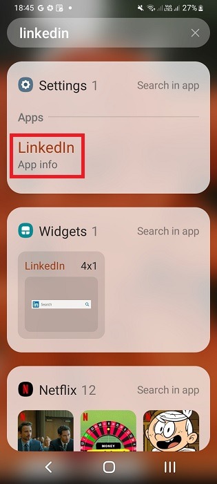 Searched app in Android phone Home screen not found as it is hidden. 