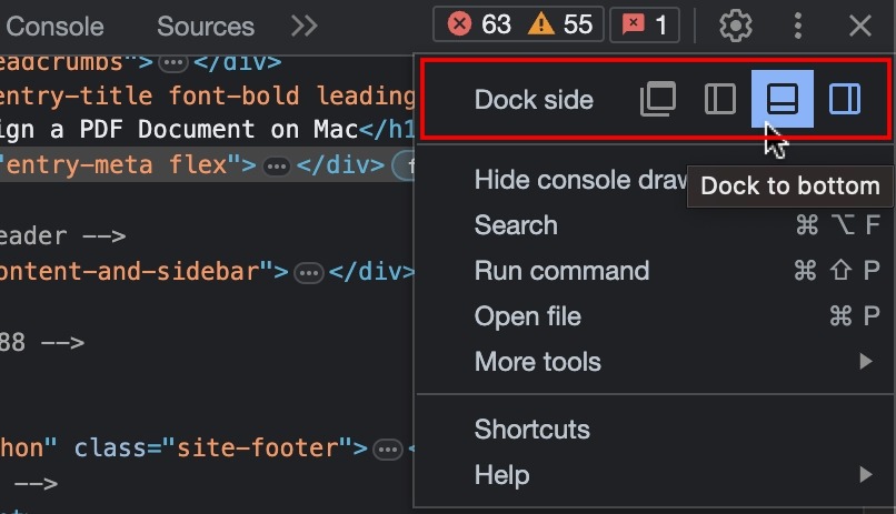 Highlighting Dock Side Settings On Chrome