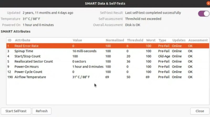 How To Check Ssd Health In Linux Disk Utility List Of Tests