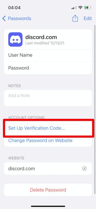 Ios Settings Passwords Setup Verification Code