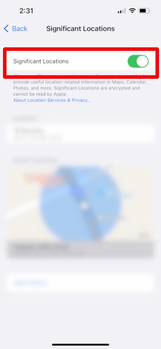 Ios Settings Privacy And Security Location Services System Services Significant Locations