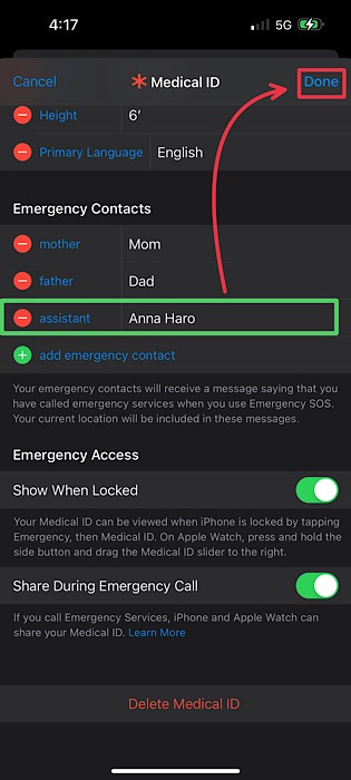 Iphone Add Emergency Contact Done 1