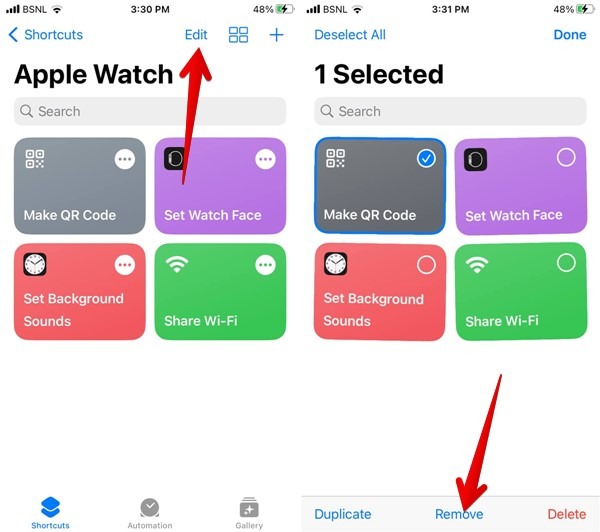 Iphone Apple Watch Shortcuts Remove