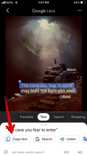 Iphone Google Photos Copy Text