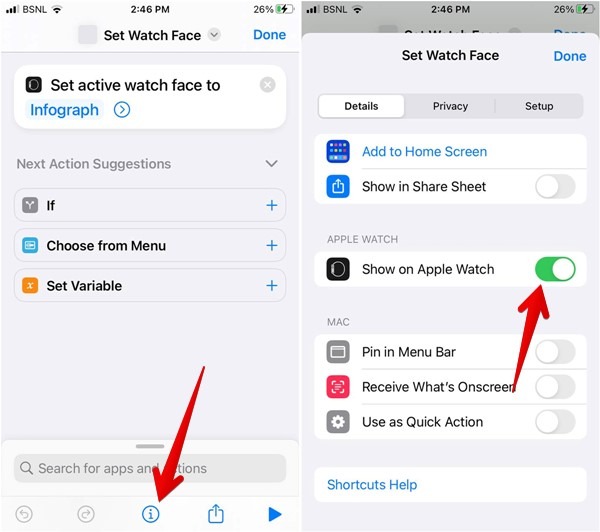 Iphone Shortcut Show On Watch