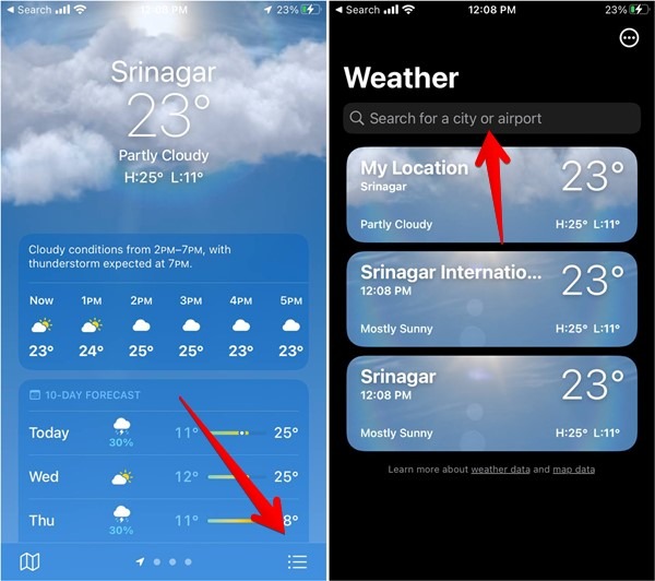 Iphone Weather App Search Location