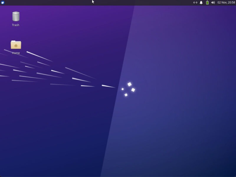 A screenshot of the default XFCE desktop.