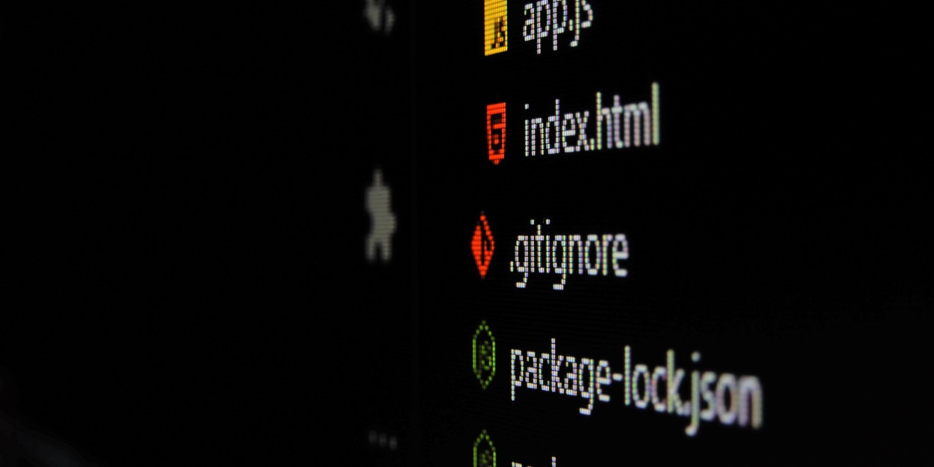 A photograph of a computer monitor showing a .gitignore file.