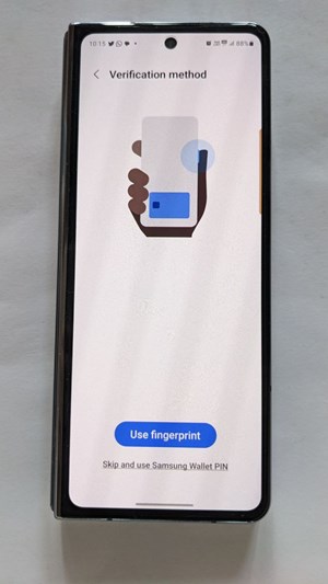 Using "Fingerprint" option in Samsung Wallet app as verification method. 