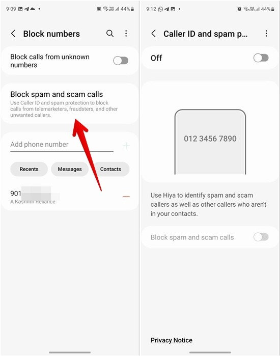 Turning off "Block spam and spam calls" option in Samsung phone app. 