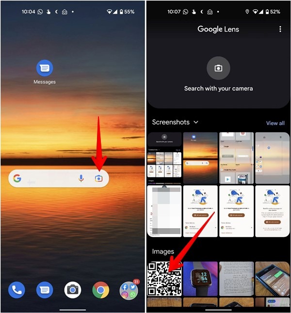 Scan Qr Code Screenshot Image Android Google Lens Select Image