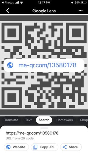 Scan Qr Code Screenshot Image Iphone Google Lens Share Sheet Result