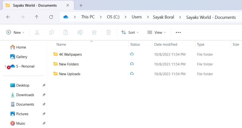 SharePoint website documents available in OneDrive folder on a Windows 11 PC.