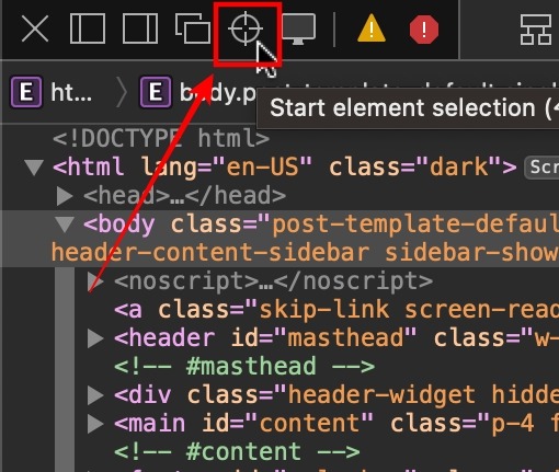 Start Element Selection On Safari In A Mac
