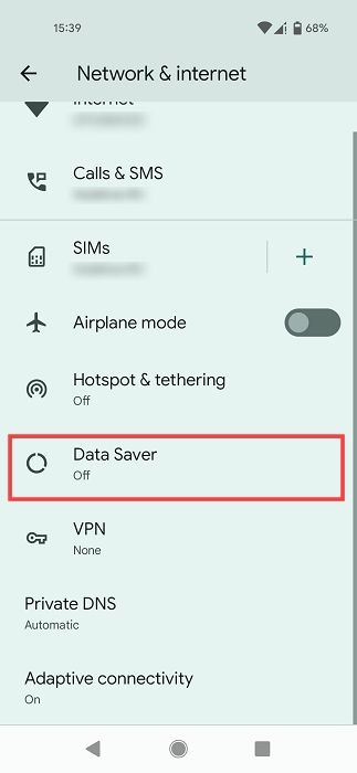 "Data Saver" option in Settings on Android. 