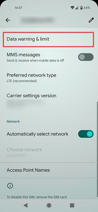 "Data warning & limit" option on Android. 