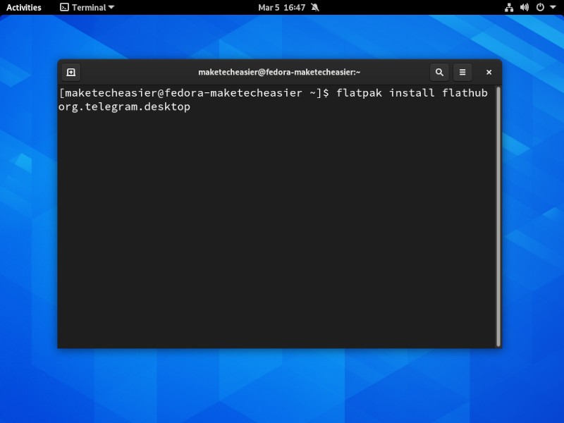 Telegram Linux Fedora Flatpak